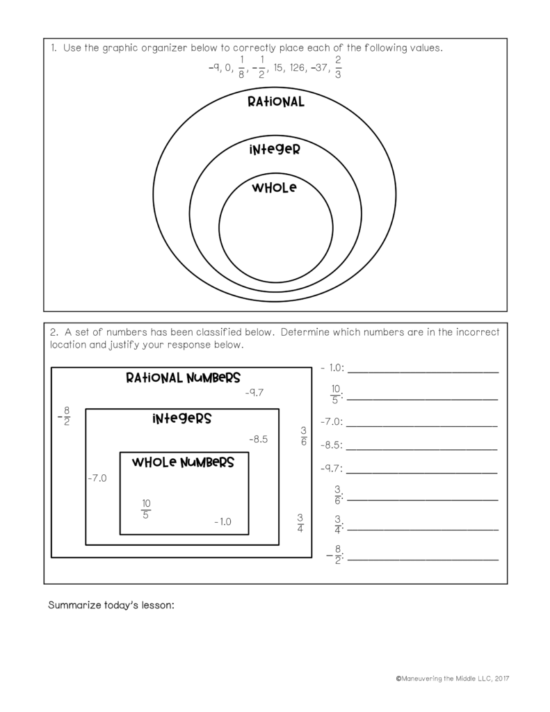 Classifying Rational Numbers Worksheet Pro Worksheet