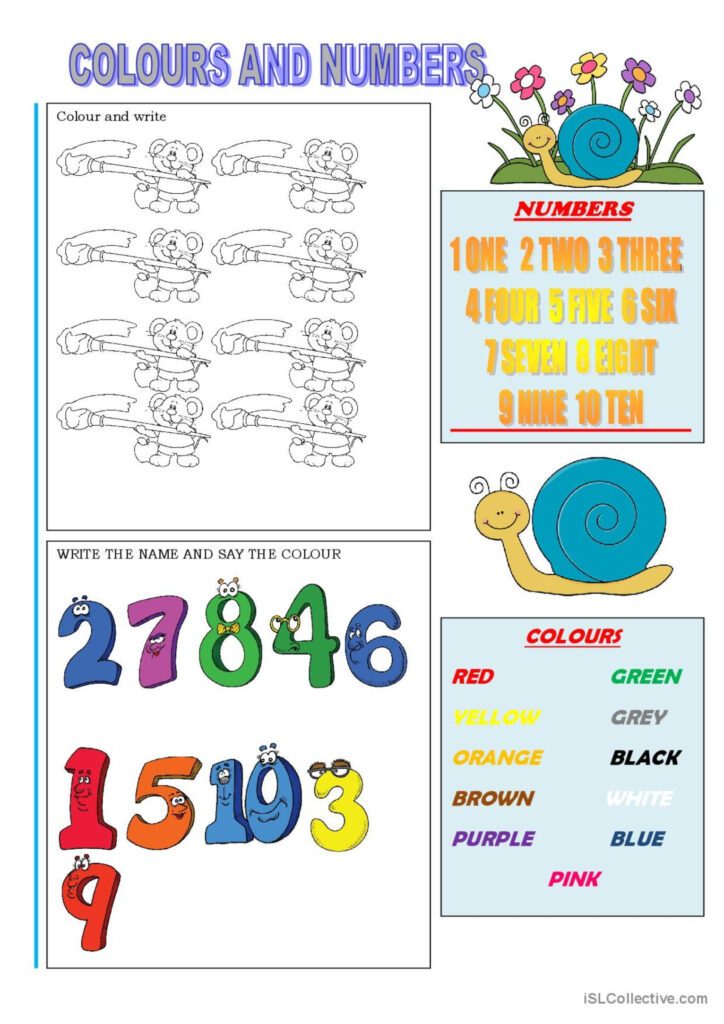 Colours And Numbers English ESL Worksheets Pdf Doc