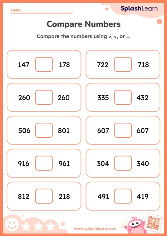 Compare Numbers Worksheets Free Printable SplashLearn