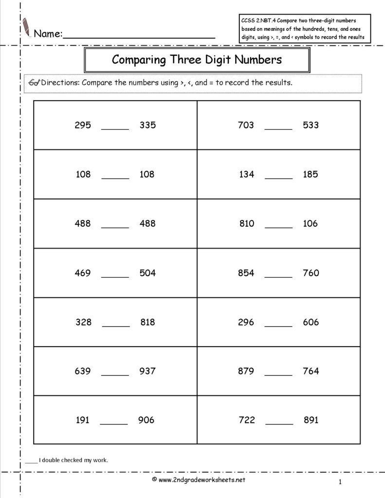 Comparing 2 Digit Numbers Worksheets Printable And Enjoyable Learning