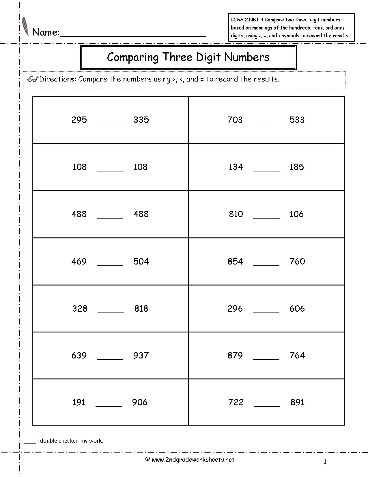 Comparing 2 Digit Numbers Worksheets Printable And Enjoyable Learning