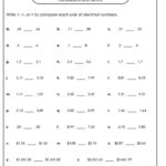 Comparing And Ordering Decimals Worksheets