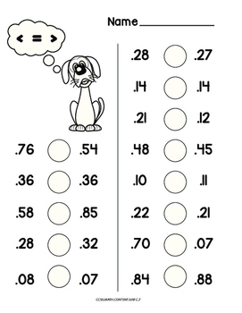 Comparing Decimal Numbers Common Core Worksheet By Math And Technology