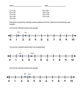 Comparing Irrational Numbers On A Number Line By Abby Moon TPT