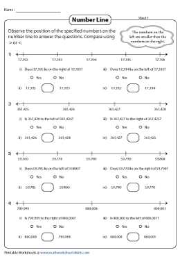 Comparing Multi Digit Numbers Worksheets