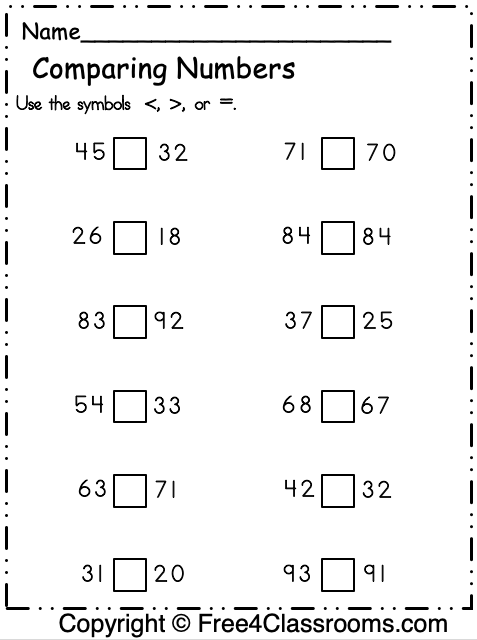 Comparing Numbers Activities 2nd Grade