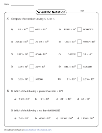 Comparing Numbers In Scientific Notation Worksheet