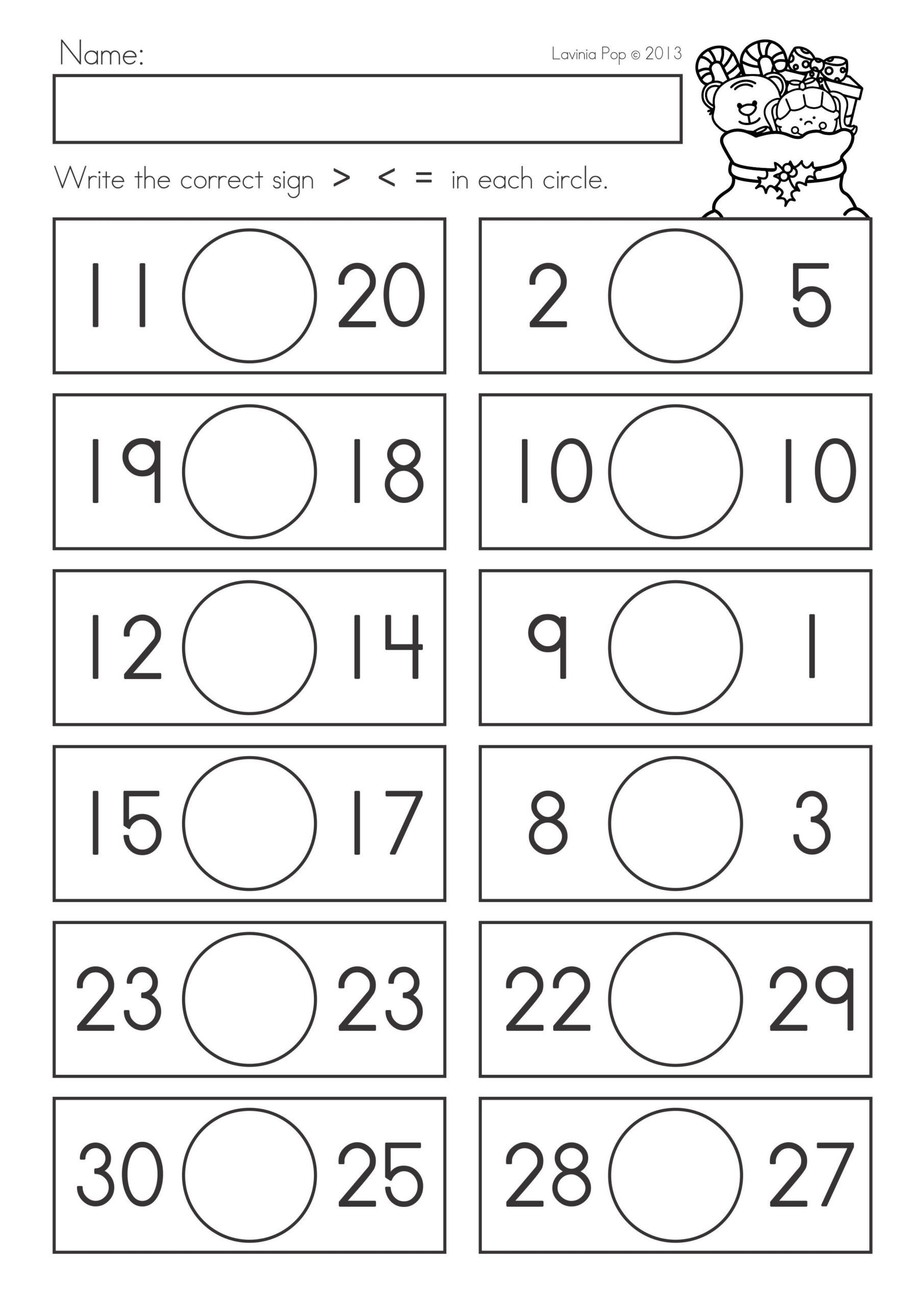 Comparing Numbers Worksheet Free Printable