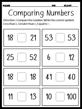 Comparing Numbers Worksheet PreK 3rd Grade Numbers Worksheet 
