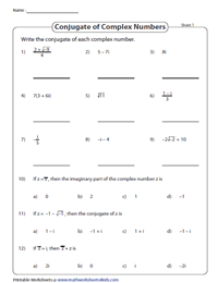 Complex Numbers Worksheets