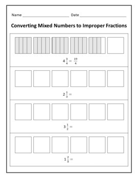 Converting Improper Fractions To Mixed Numbers And Vice Versa Worksheets