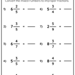 Converting Mixed Numbers To Improper Fractions Worksheet Digital