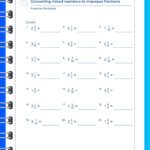 Converting Mixed Numbers To Improper Fractions Worksheets PDFs