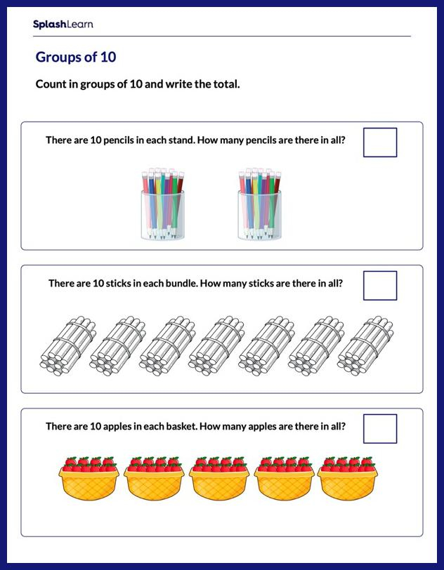 Count In Groups Of 10 Math Worksheets SplashLearn