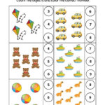 Count Match And Color The Number To The Objects Kindergarten Math