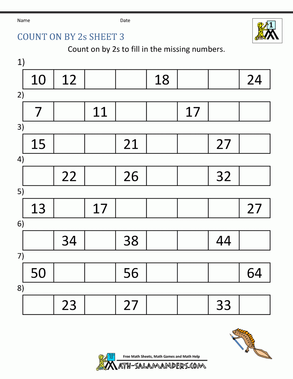Counting By 2s Worksheets