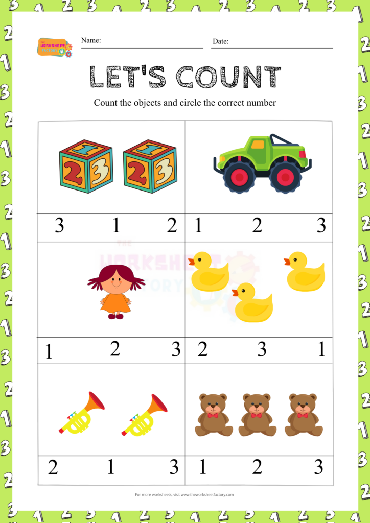 Counting Numbers 1 3 Worksheets For Kindergarten CountingWorksheets