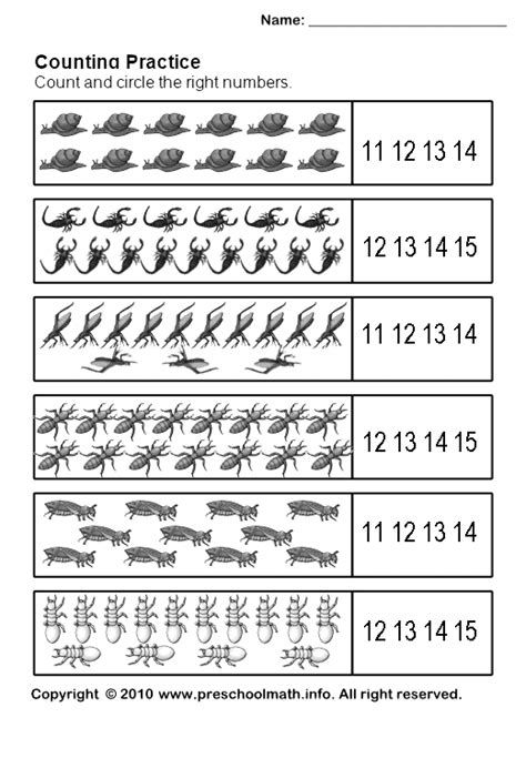 Counting To 15 Worksheets Worksheets Counting 20 15 Kinderga