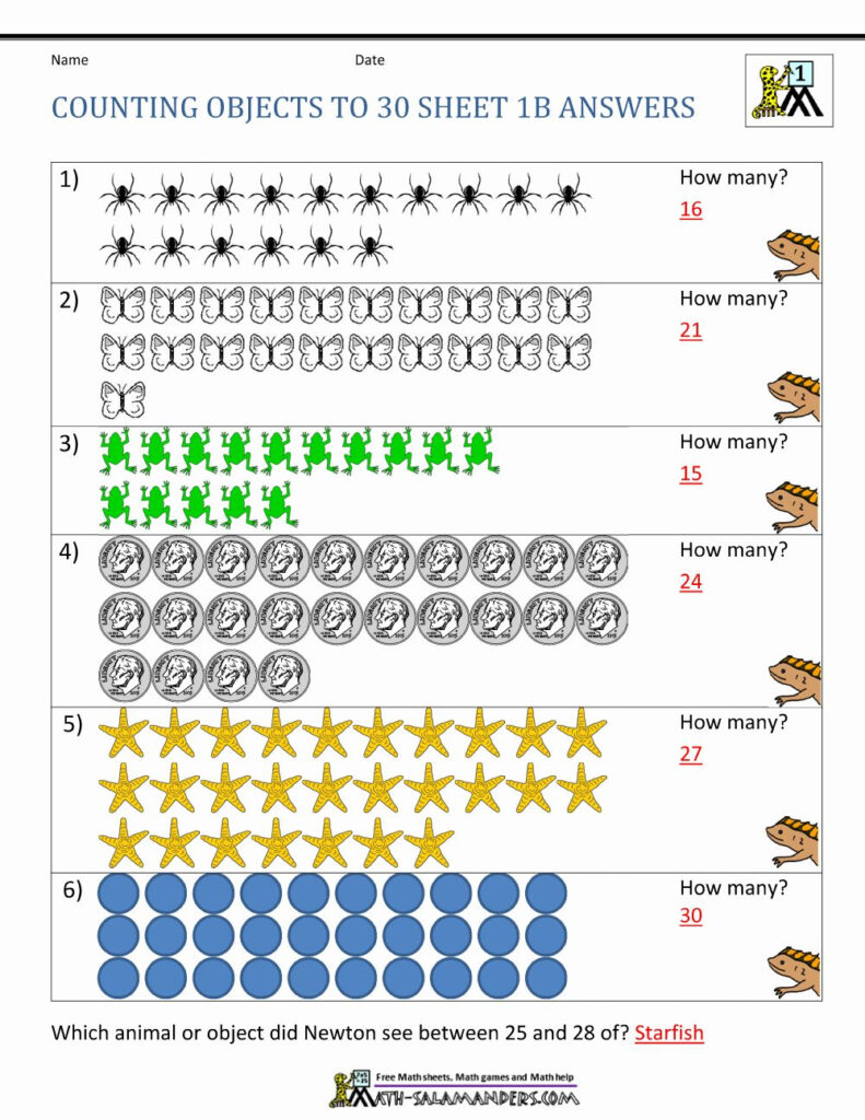 Counting To 50 Free Worksheets
