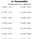 Decimal Add And Subtract Worksheet