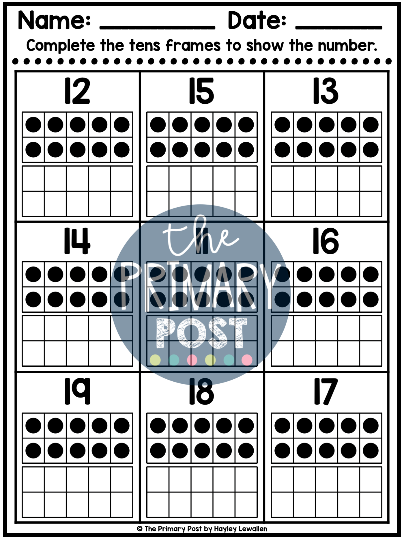 Decomposing Numbers 11 19 Kindergarten Worksheets Free Printable 