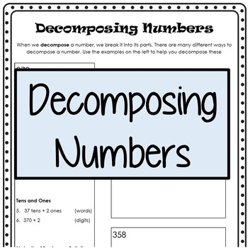 Decomposing Numbers By Kendra Seitz Teachers Pay Teachers