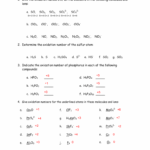 Determining Oxidation Numbers Worksheet Answers