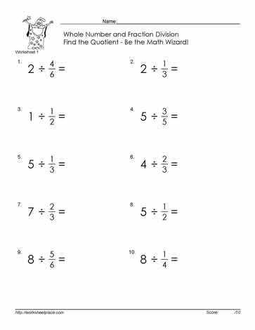 Divide Fractions By Whole Number 1 Worksheets