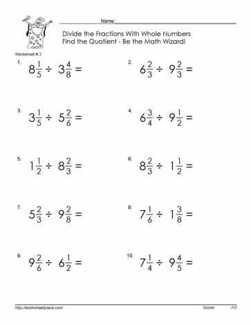 Divide Mixed Number Fractions 2 Worksheets
