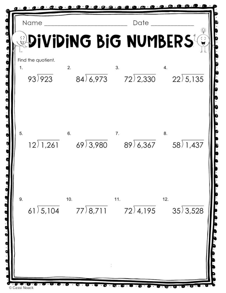 Dividing Big Numbers Dividing Big Numbers Minds In Bloom Unlimited