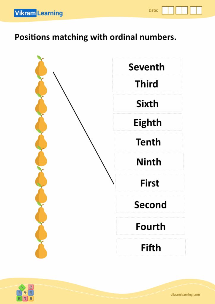 Download Positions Matching With Ordinal Numbers Worksheets 