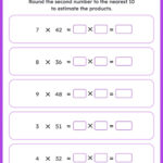 Estimate The Product Of Whole Numbers Printable Math Worksheet