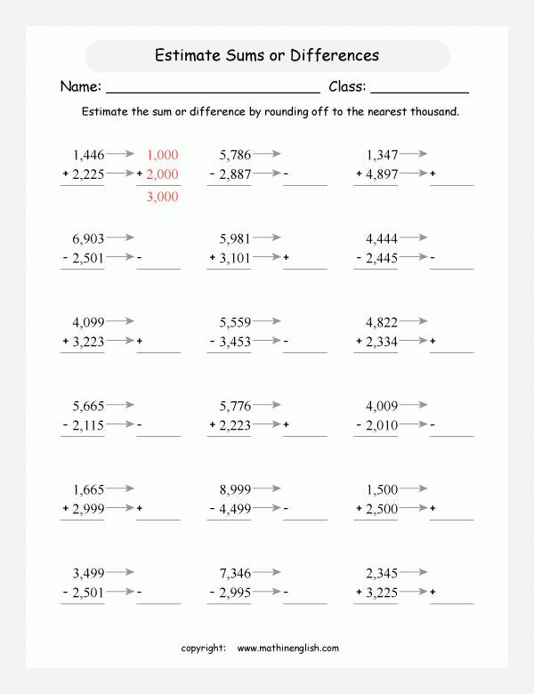 Estimating Whole Numbers Worksheets Printable Primary Math Worksheet