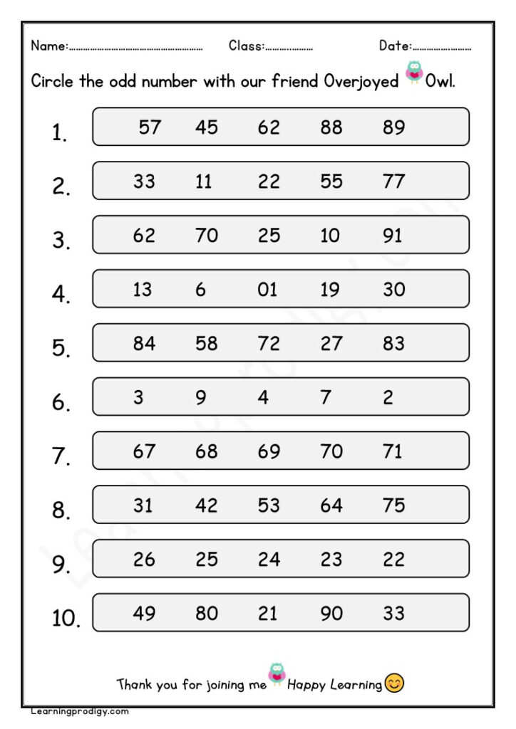 Even Or Odd Numbers Worksheet For Kindergarten Students Worksheet 