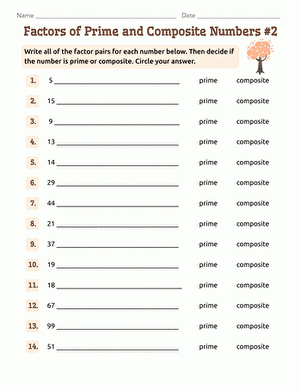 Factors Of Prime And Composite Numbers 2 Worksheet Education