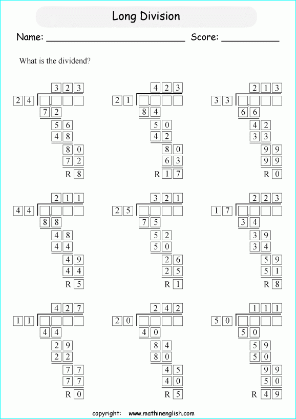 Fill In The Cells Of These 4 Digits By 2 Digit Long Division Problems 