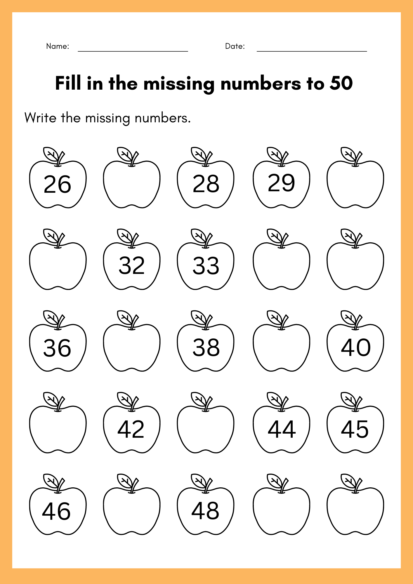 Fill In The Missing Numbers To 50 Worksheet Kindergarten Numbers 1 To Fill In The Missing Numbers To 50 Worksheet Kindergarten Numbers 1 To