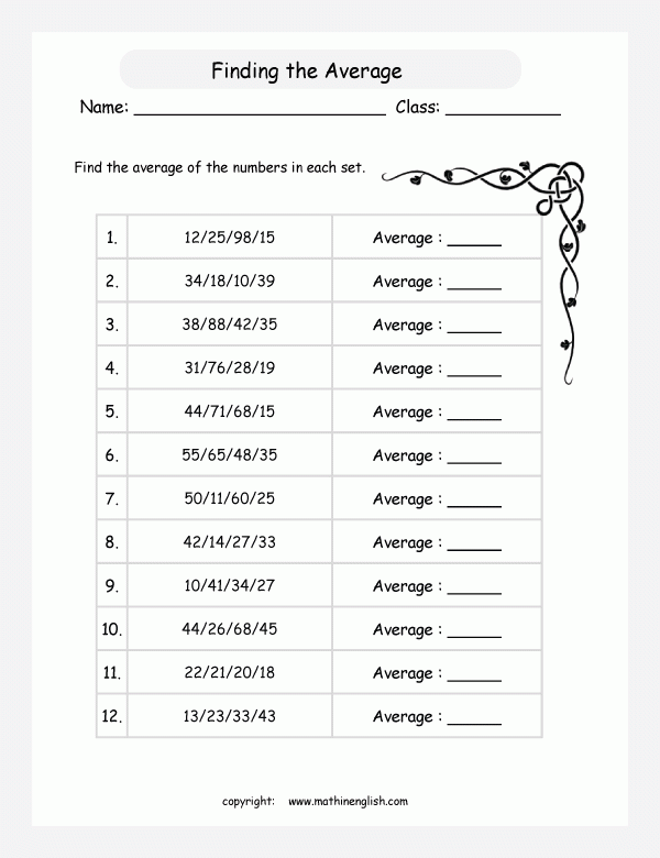 Find The Average Of 4 2 Digit Numbers use Of Decimals In Answers 
