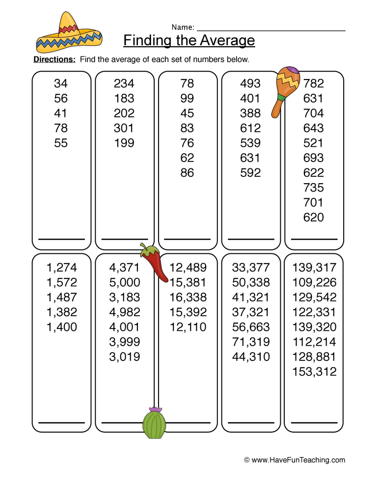 Finding The Average To Hundred Thousands Worksheet Have Fun Teaching