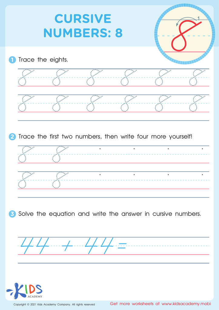 Free Cursive Numbers Writing PDF Worksheets