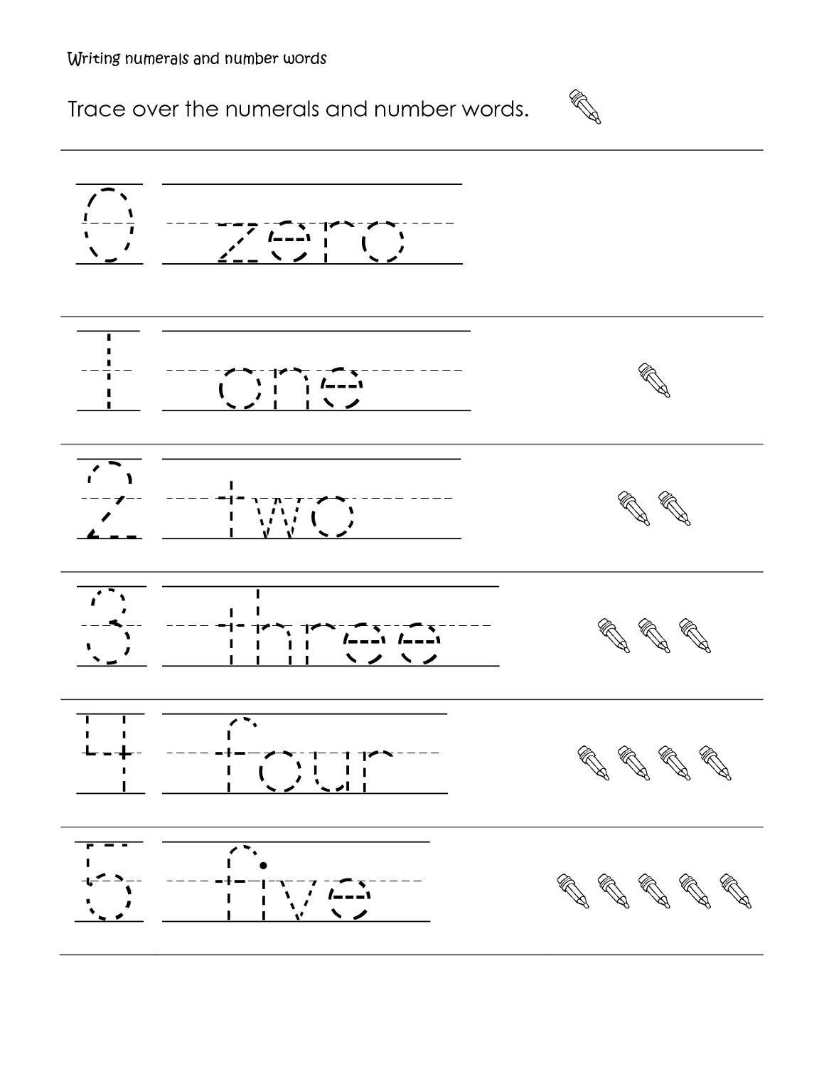 Free Handwriting Numbers Worksheets