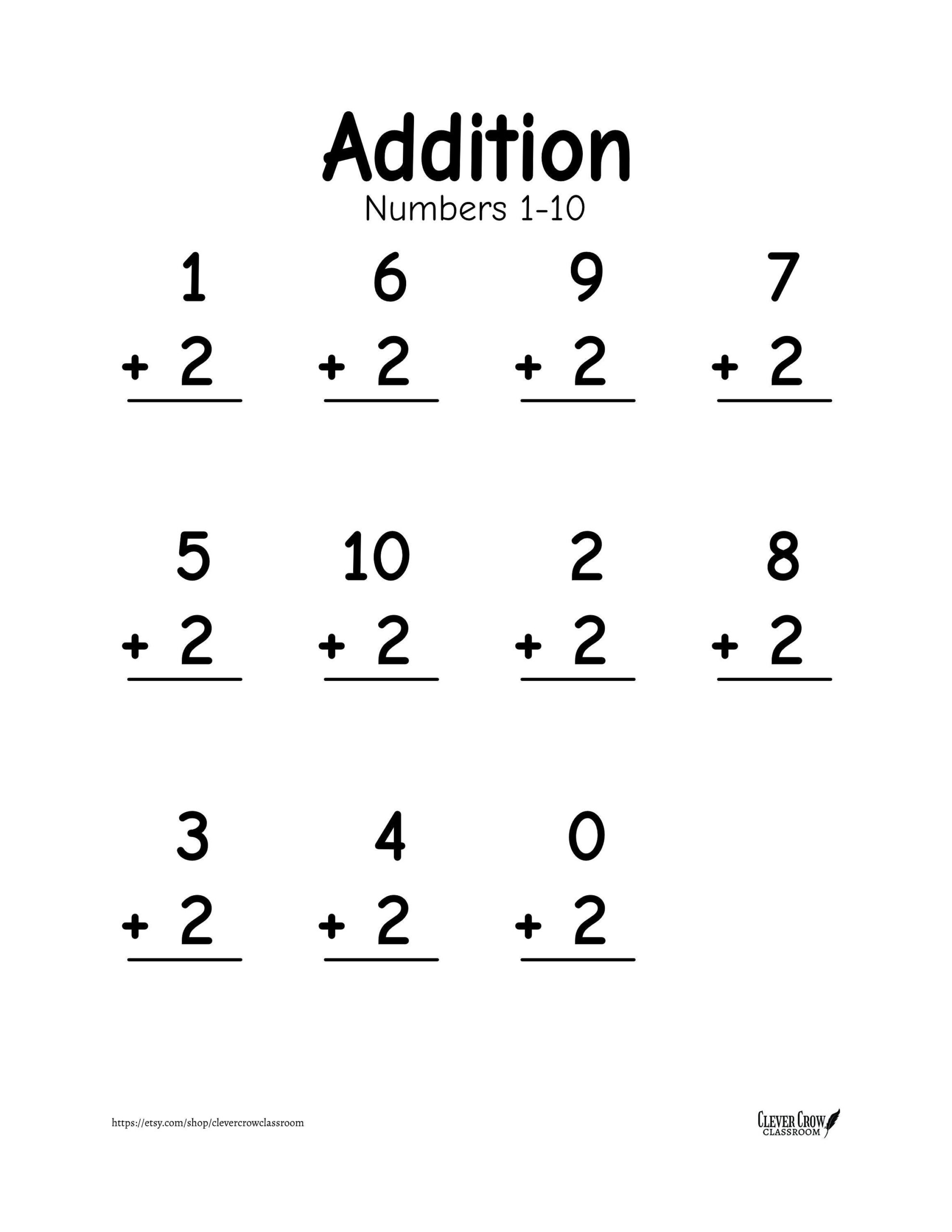 Free Math Addition Worksheets For 1st Grade
