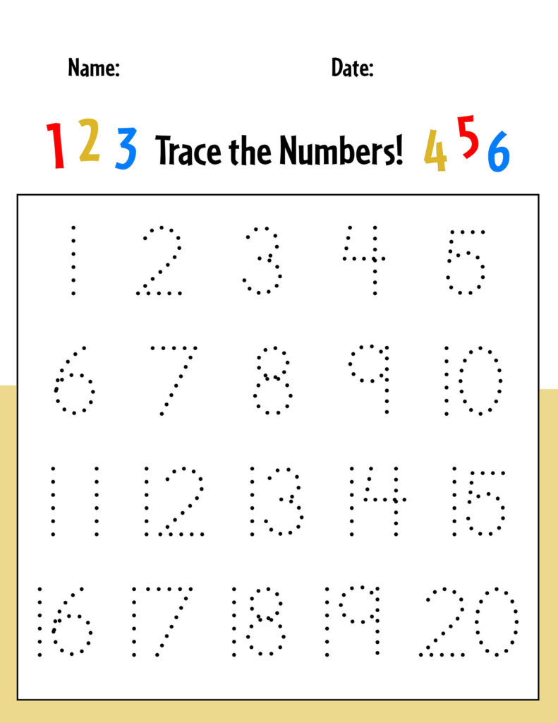 Free Numbers 1 20 Tracing Worksheets The Hollydog Blog