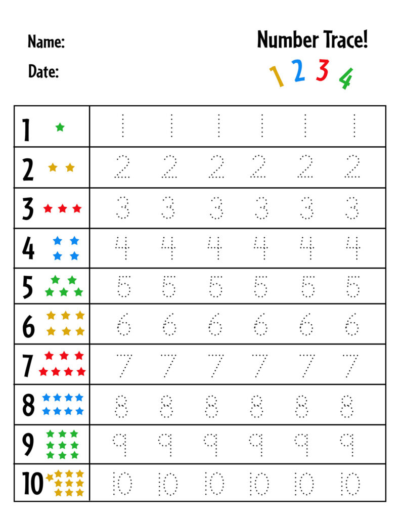 Free Numbers 1 Through 20 Tracing Worksheets