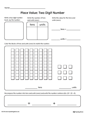  FREE Place Value Two Digit Number Worksheet MyTeachingStation