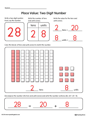 FREE Place Value Two Digit Number Worksheet MyTeachingStation
