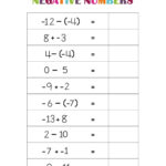Free Printable Adding And Subtracting Negative Numbers Worksheets
