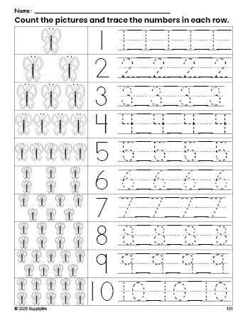 FREE Printable Butterfly Counting Worksheet For Preschool And Pre K 