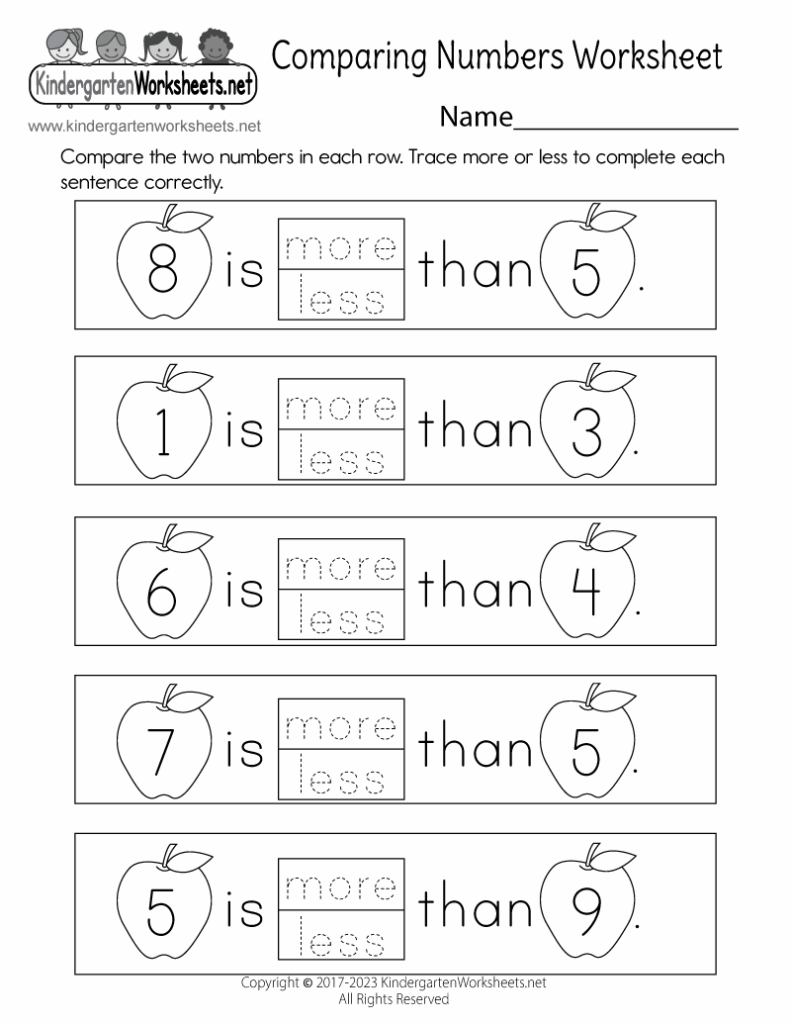 Free Printable Comparing Numbers Worksheet