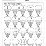 Free Printable Ice Cream Missing Numbers 1 20 Worksheet
